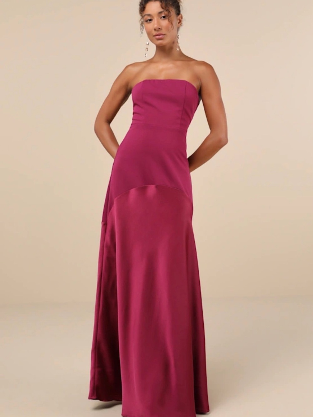 Lulu's Strapless Fuchsia Evening Gown Small